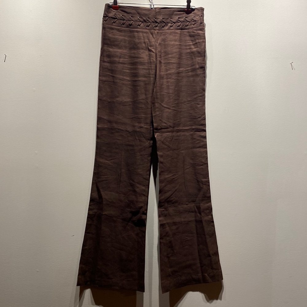 BCBG brown linen blend pants